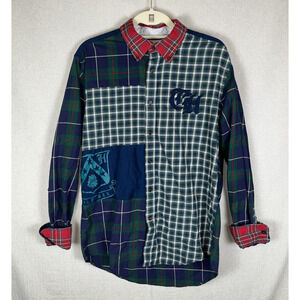 Tommy Hilfiger Patchwork Tartan Plaid Button-Down Shirt Mens Size Large Cotton